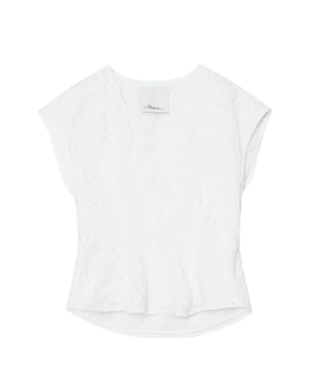 3.1 Phillip Lim White Floral V-Neck Blouse