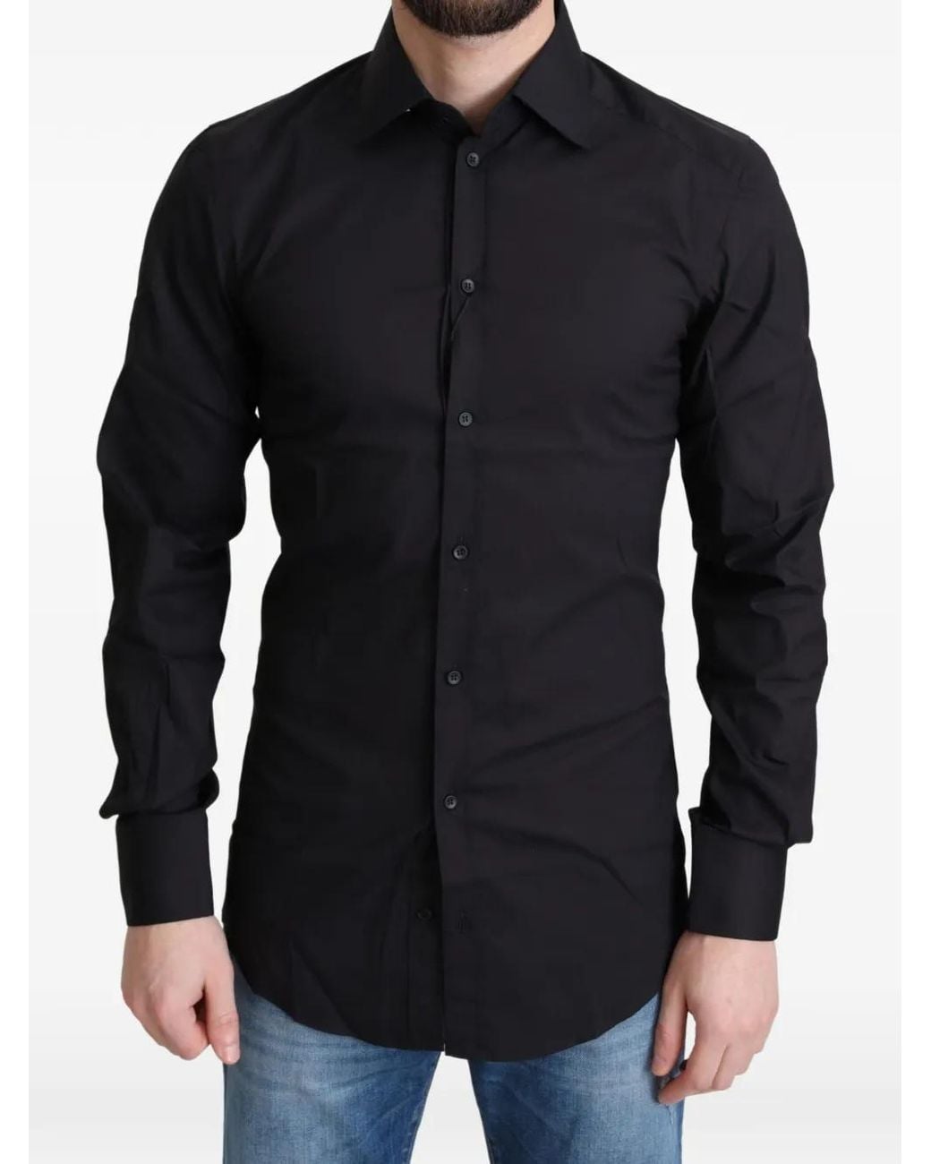 Dolce & Gabbana Black Slim-Fit Long-Sleeve Shirt for men