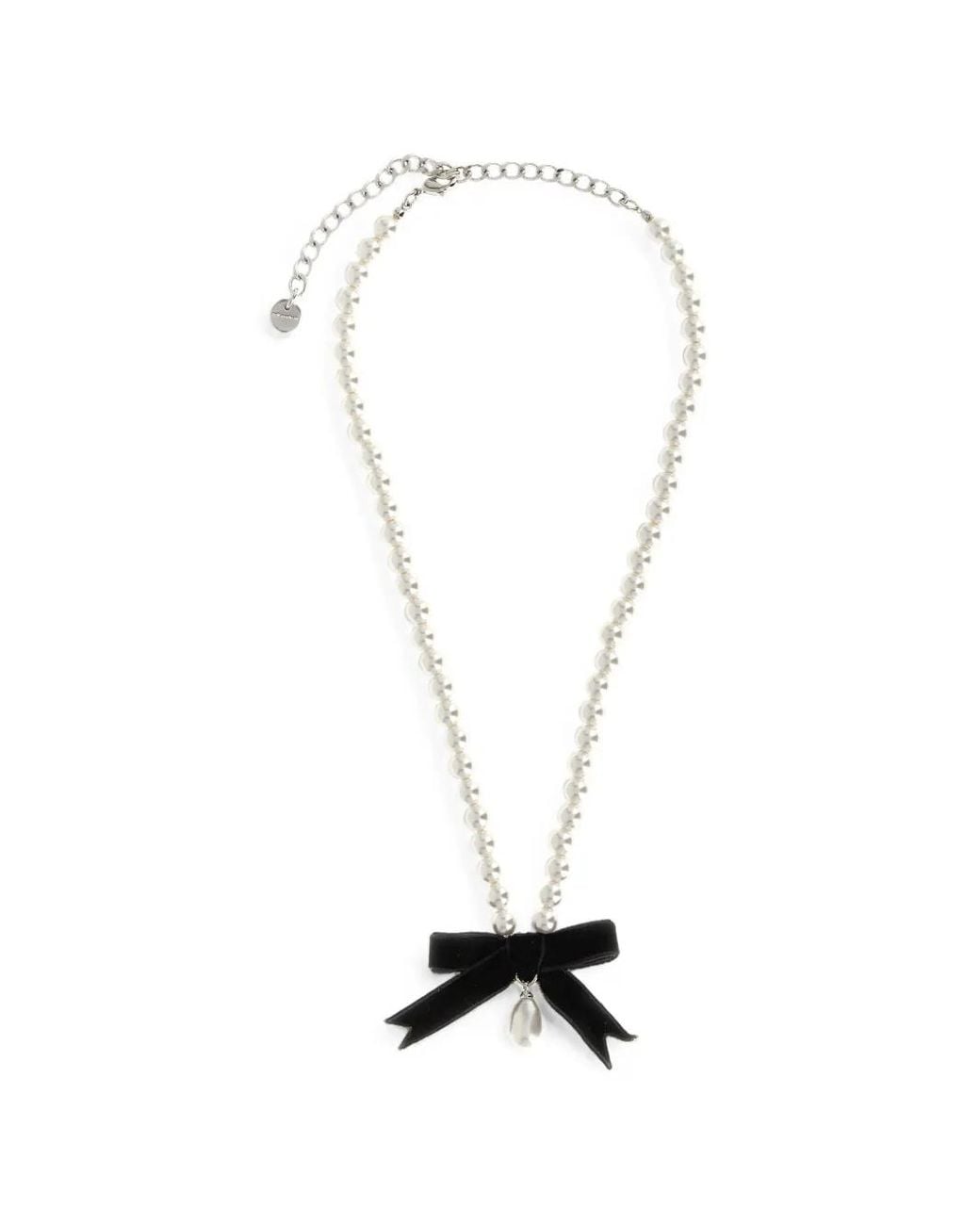Self-Portrait White Bow Pearl Necklace