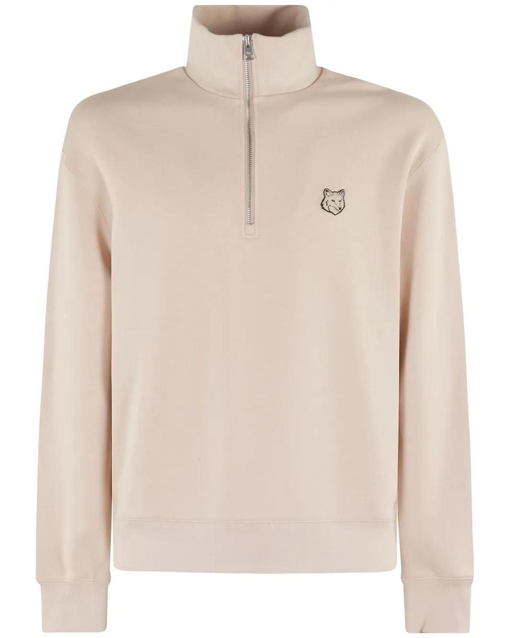 Maison Kitsuné Natural Bold Fox Head Patch Comfort Half Zipped for men