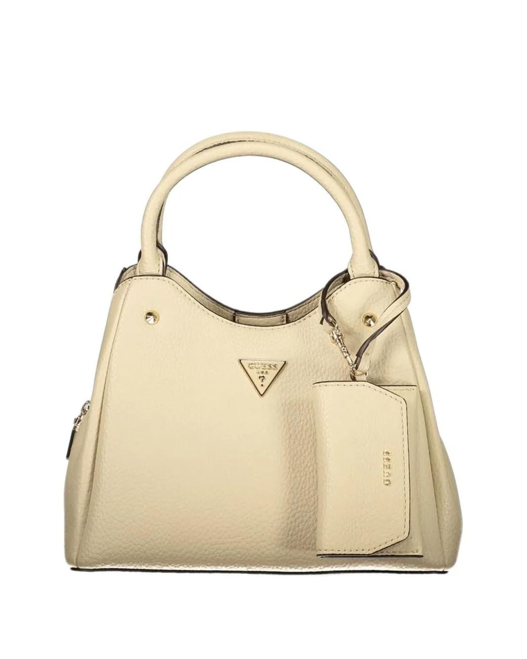 Guess Natural Logo-Plaque Pebbled Tote Bag