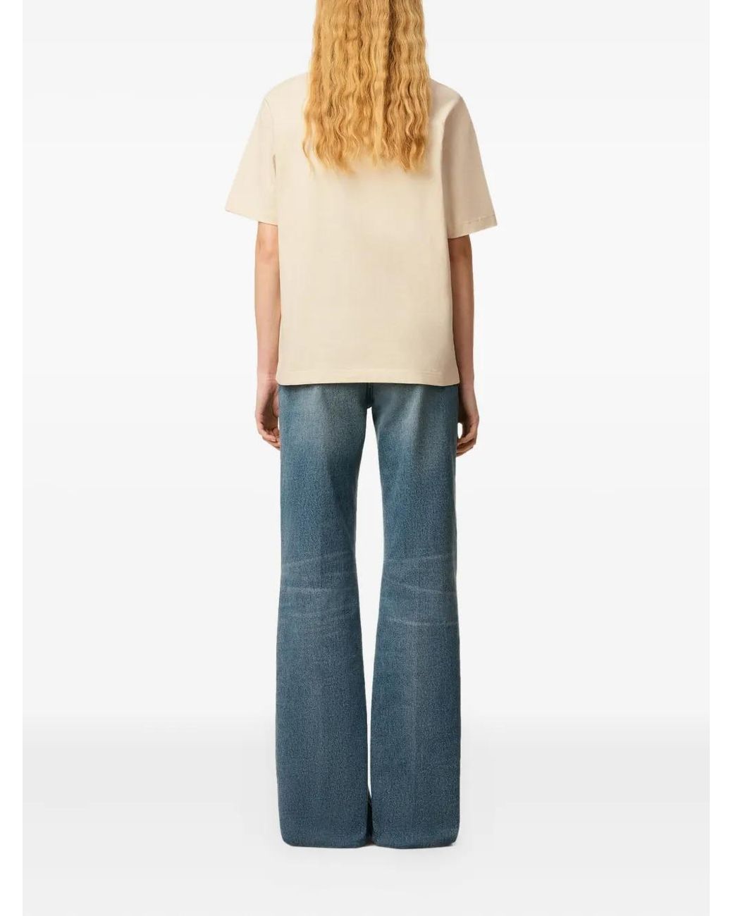 AMI Natural Raglan-Sleeve Embroidered T-Shirt