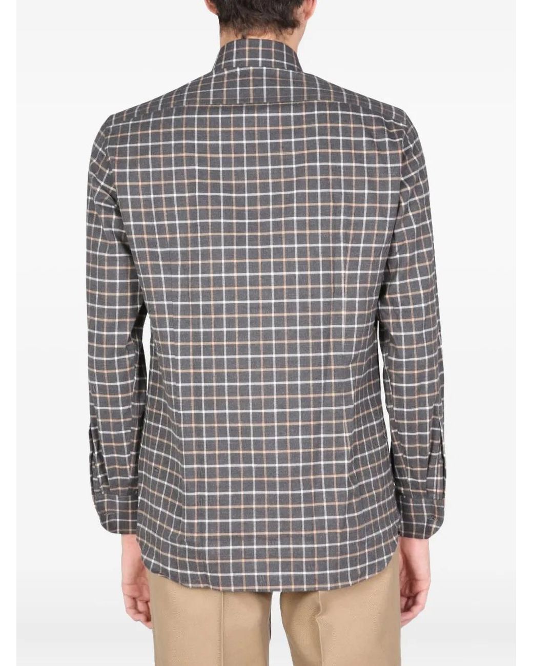 Lardini Gray Checked-Pattern Shirt for men