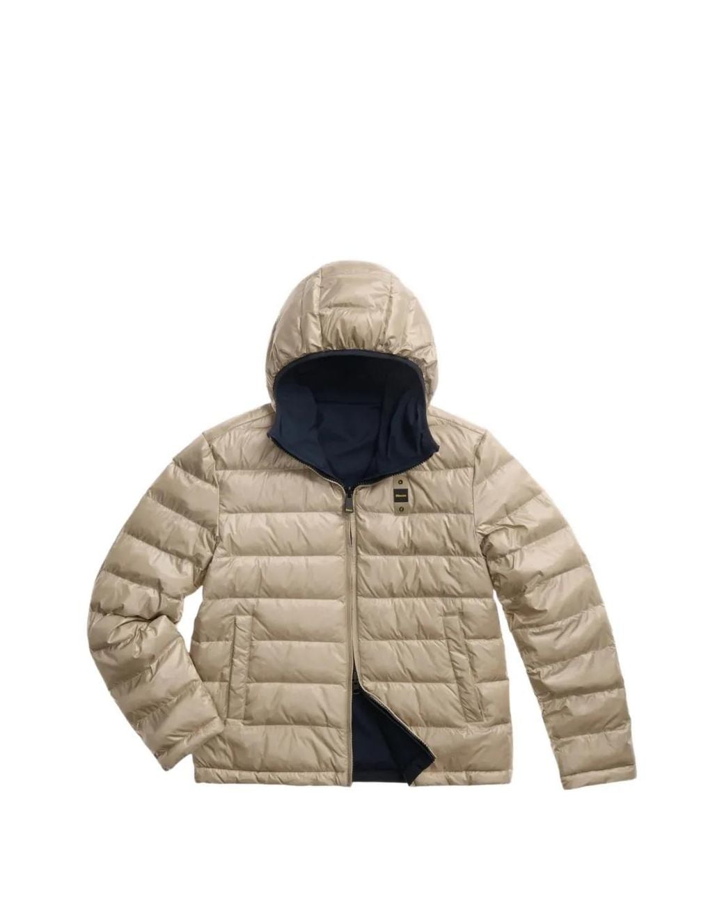 Blauer Natural Reversible Logo-Patch Hooded Jacket for men