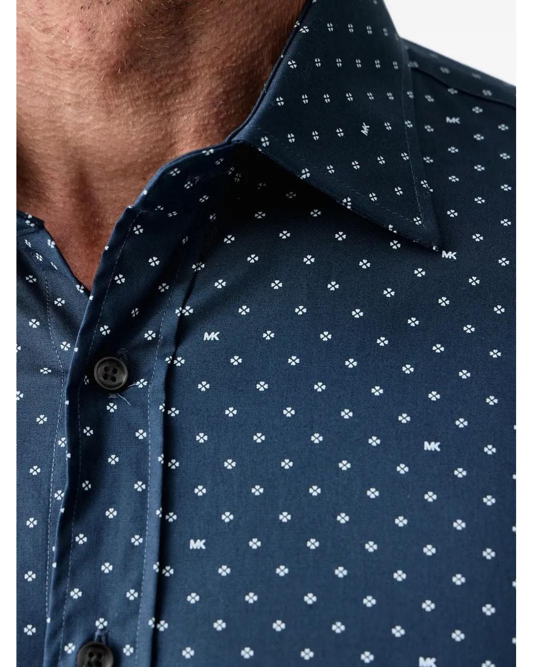 Michael Kors Monogram-Pattern Long-Sleeve Shirt in Blue for Men | Lyst