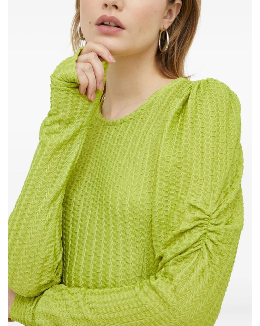 Gestuz Green Ruched Long-Sleeve Dress