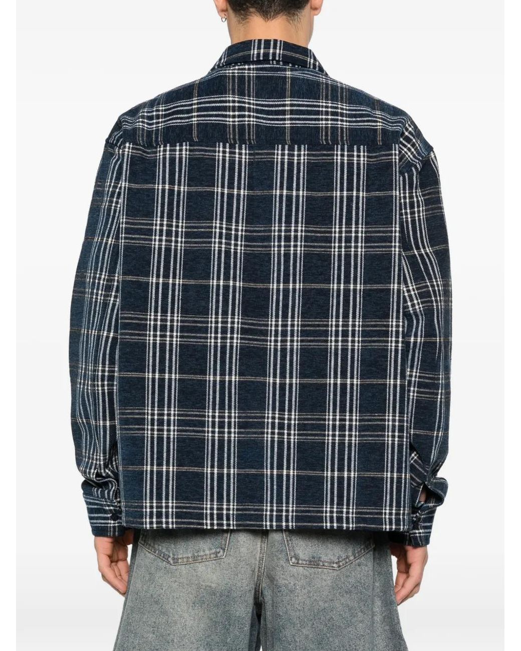 Daily Paper Blue Plaid Flap-Pocket Shirt for men