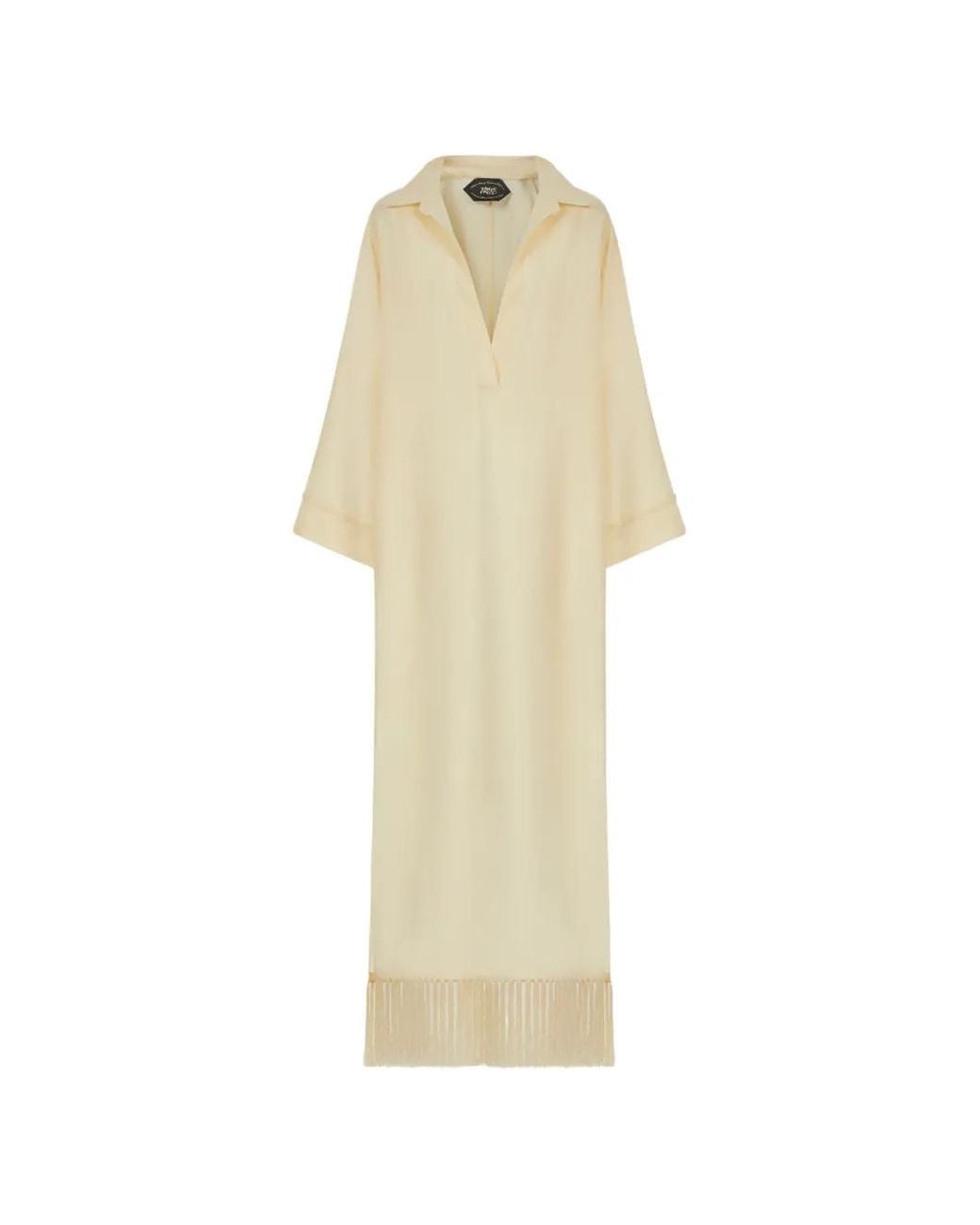 Taller Marmo White Bordighera Fringe-Trimmed Maxi Dress