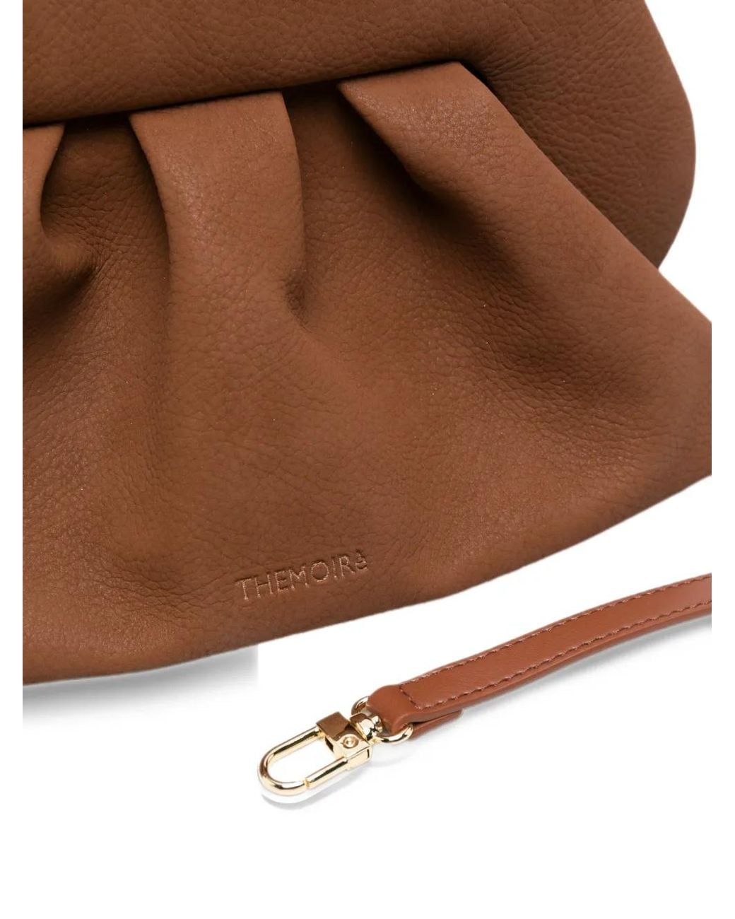 THEMOIRÈ Brown Medium Bios Ruched Pebbled Clutch Bag
