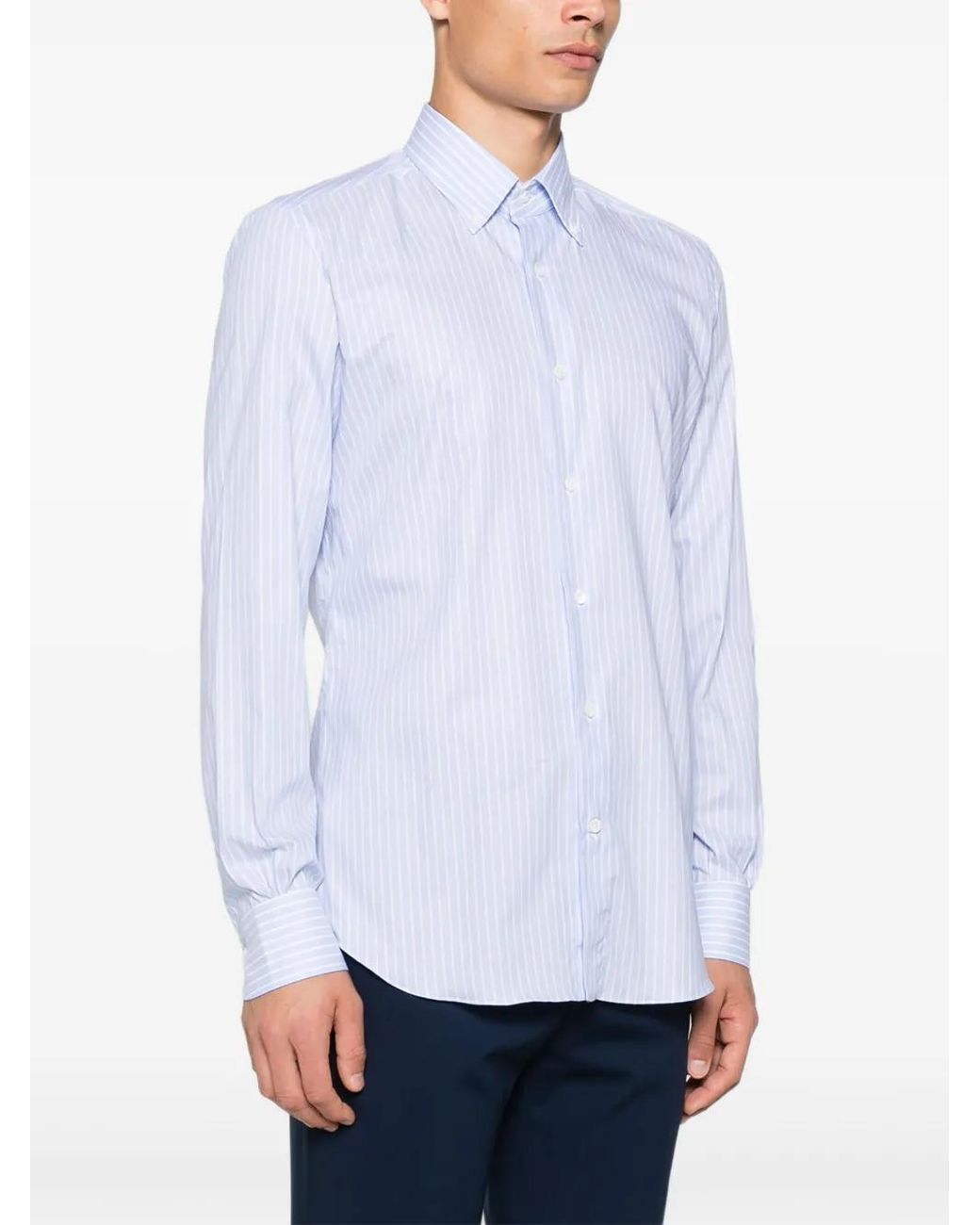 Mazzarelli White Striped-Pattern Shirt for men