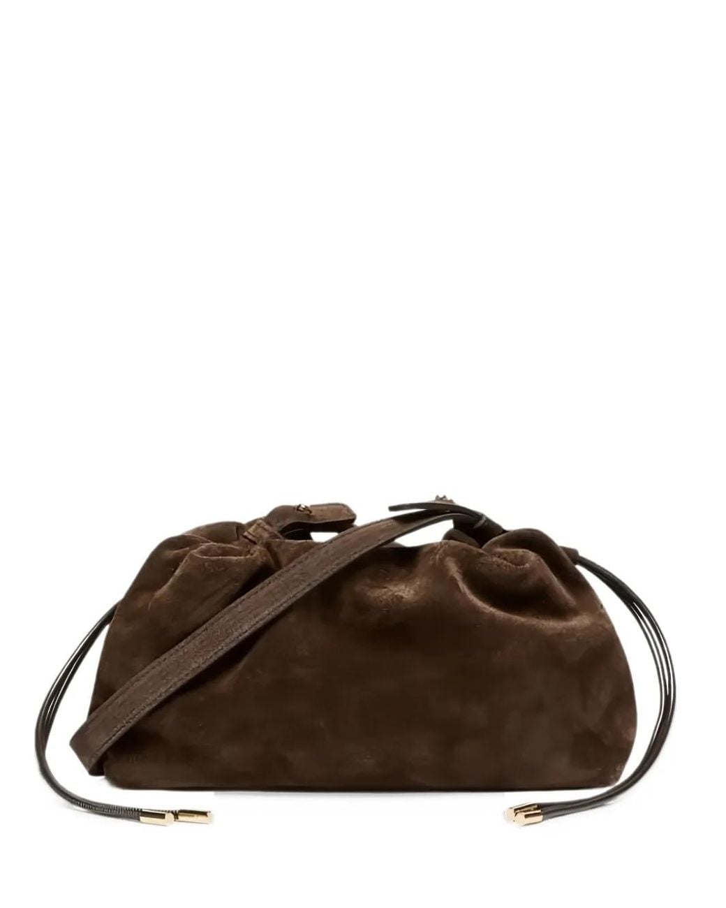 Marella Brown Ruched Suede Shoulder Bag