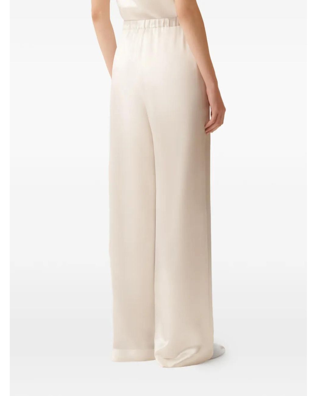 Fabiana Filippi White Elasticated-Waist Satin Trousers