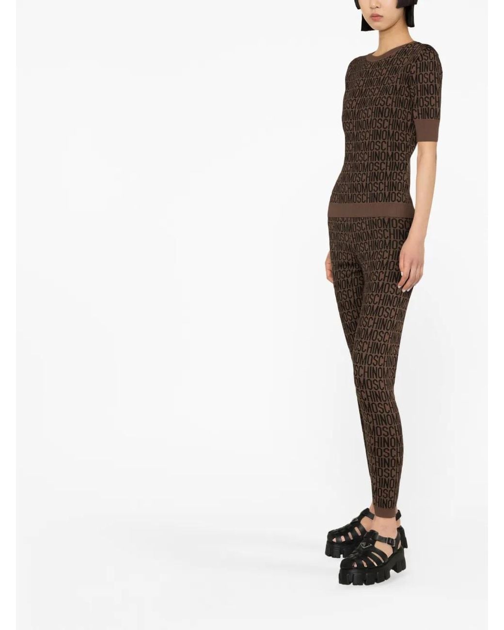 Moschino Legging Met Logo Jacquard in het Brown
