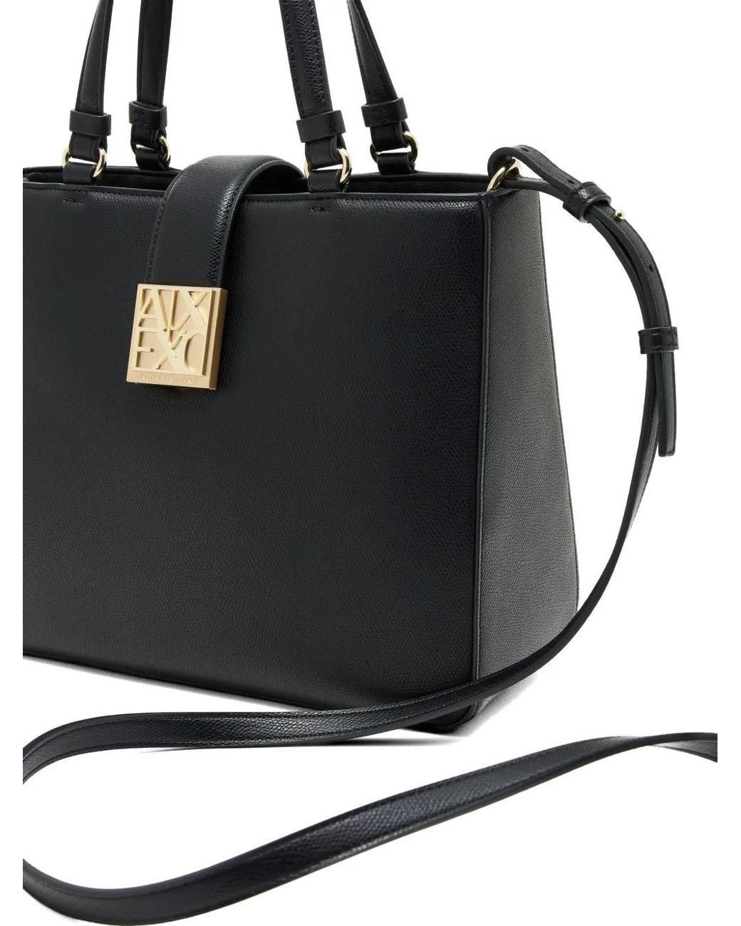 ARMANI EXCHANGE Black Logo-Plaque Tote Bag