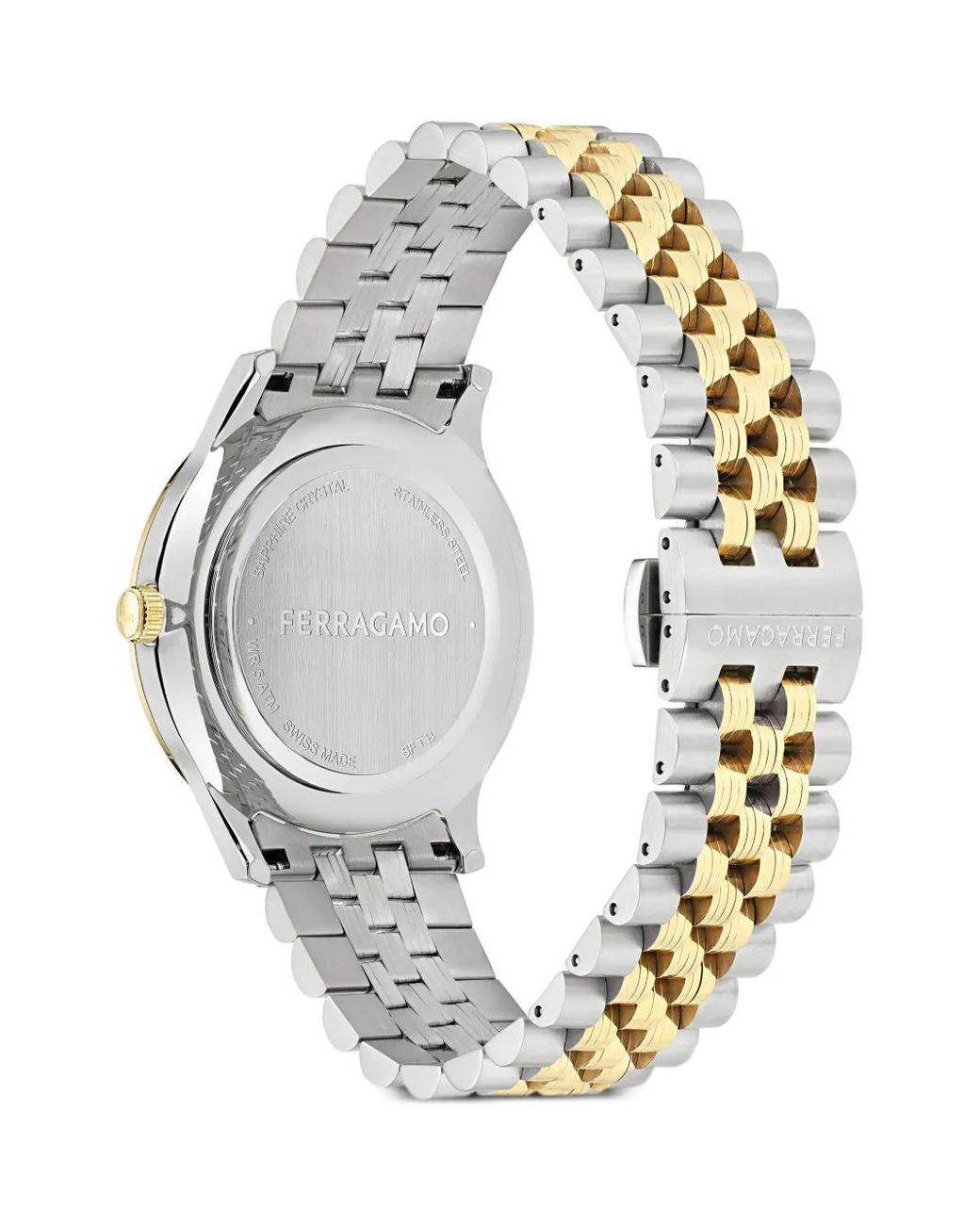 Ferragamo Green Roman Numeral Dial Gold-Plated Watch for men