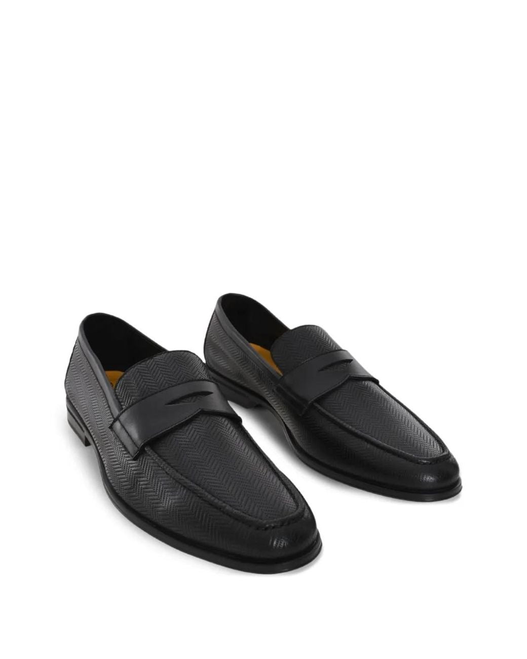 Doucal's Black Leather Loafers for men