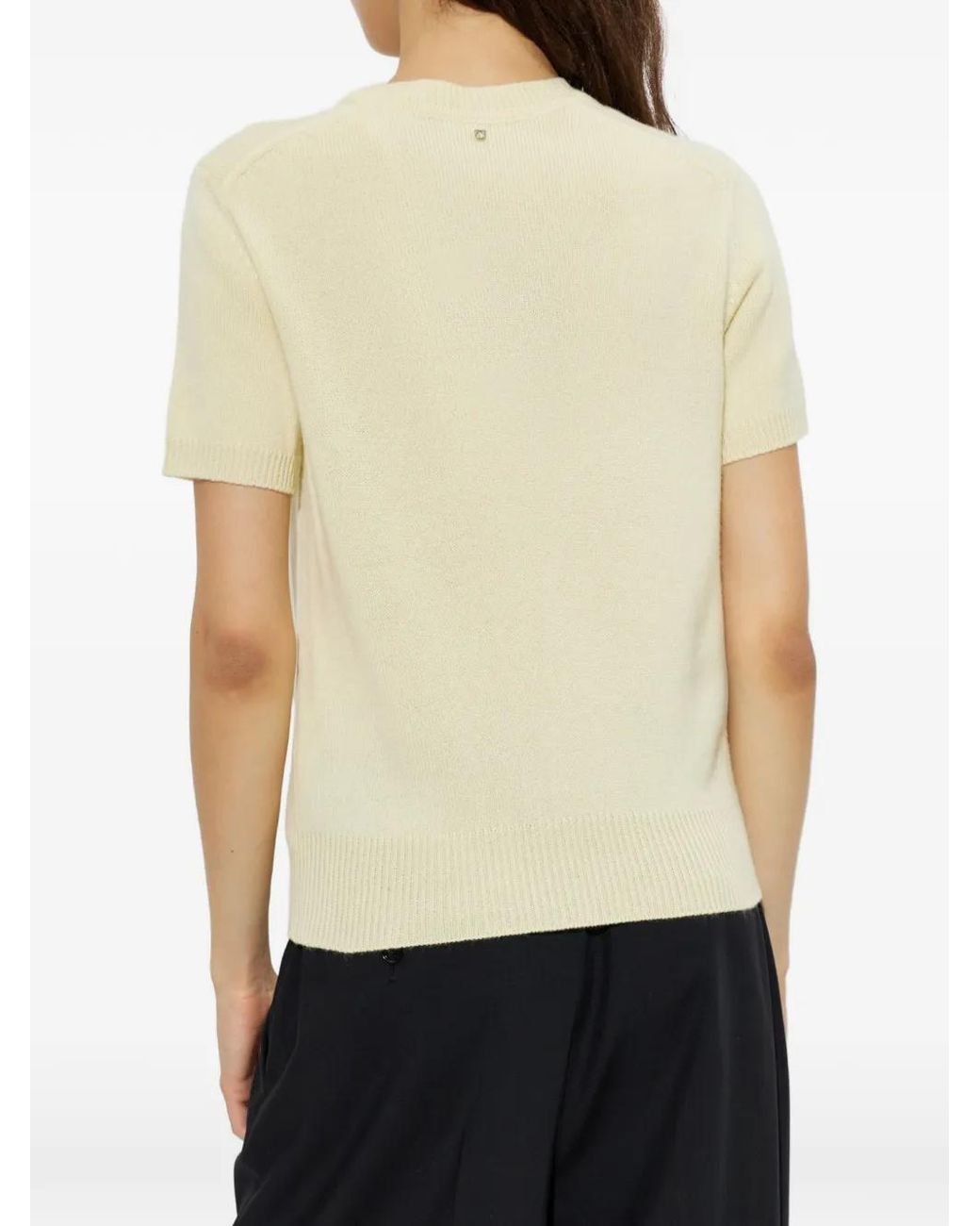 Ferragamo White Short-Sleeve Cashmere Sweater