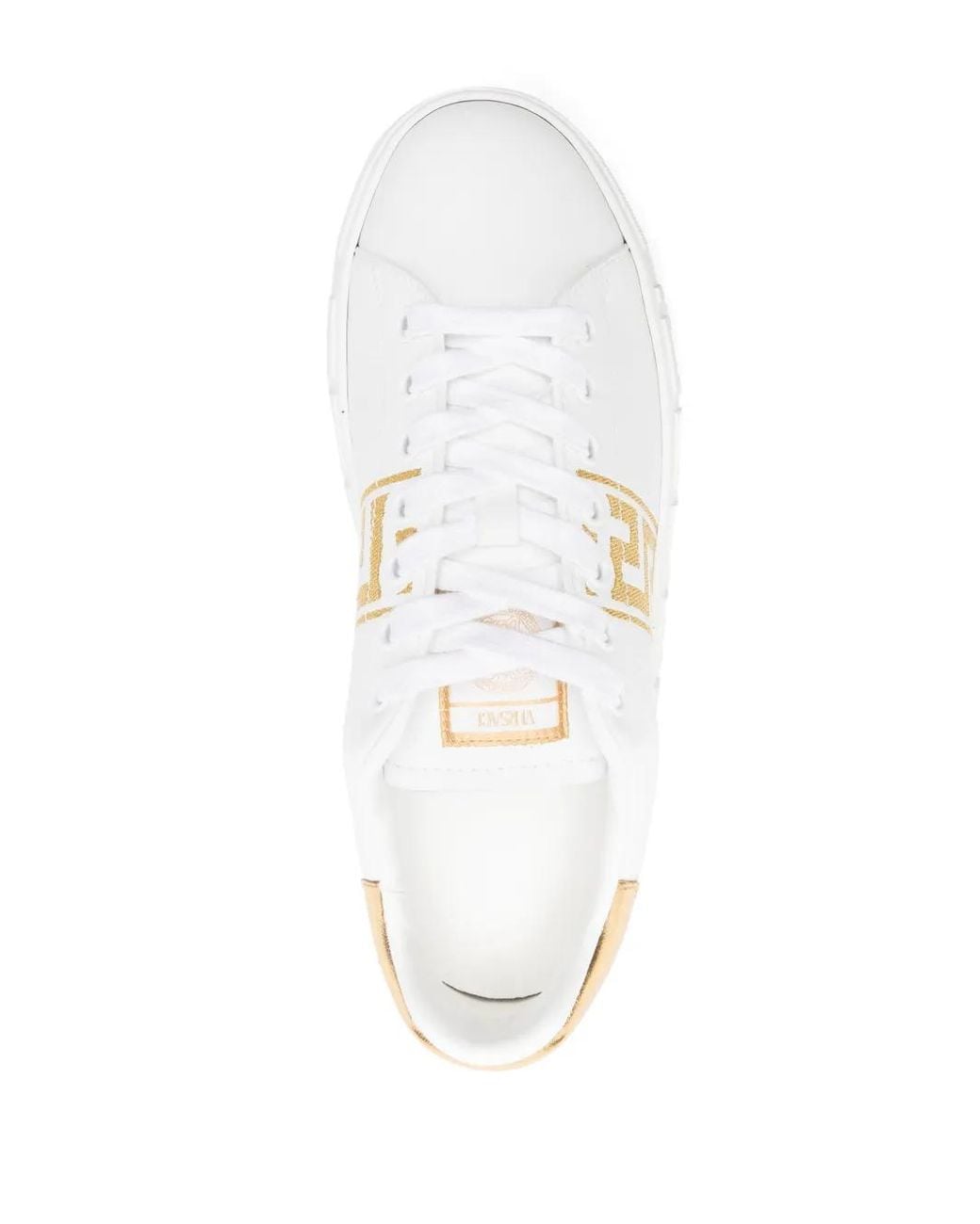 Versace White Greca Sneaker Aus Besticktem Nylon