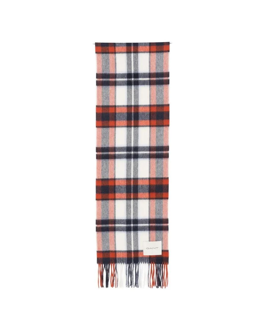 Gant White Checked Wool Scarf for men