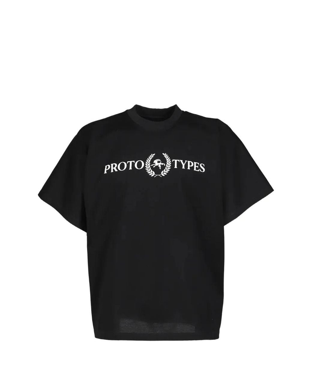 PROTOTYPES Black Laurel-Print Crew-Neck T-Shirt for men
