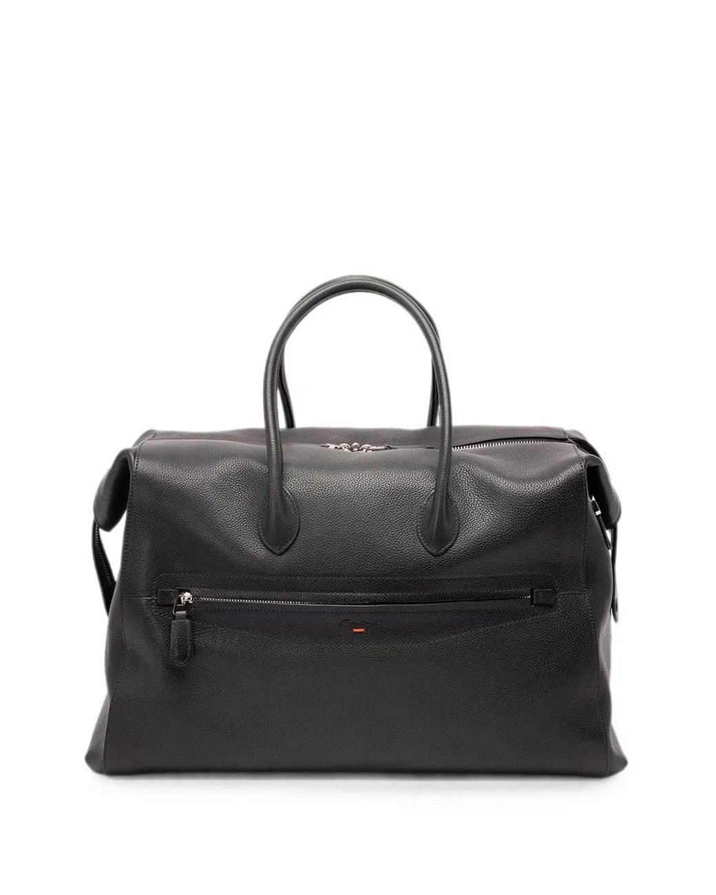 Santoni Black Grained-Leather Holdall for men