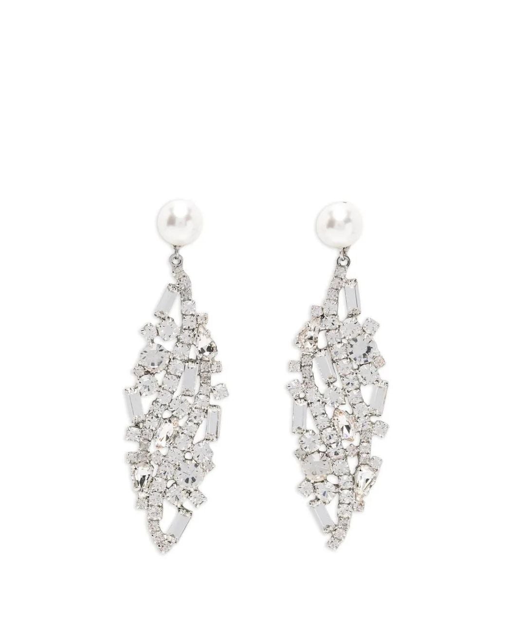 Magda Butrym White Boucles D'Oreilles Serties De Cristaux