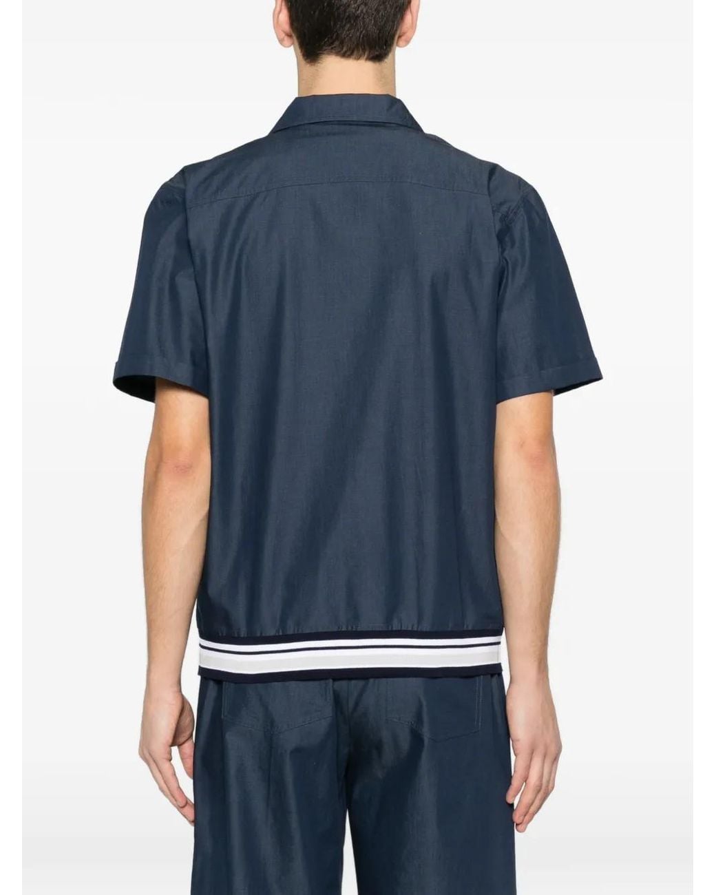 Panicale Blue Camp-Collar Ribbed Shirt for men