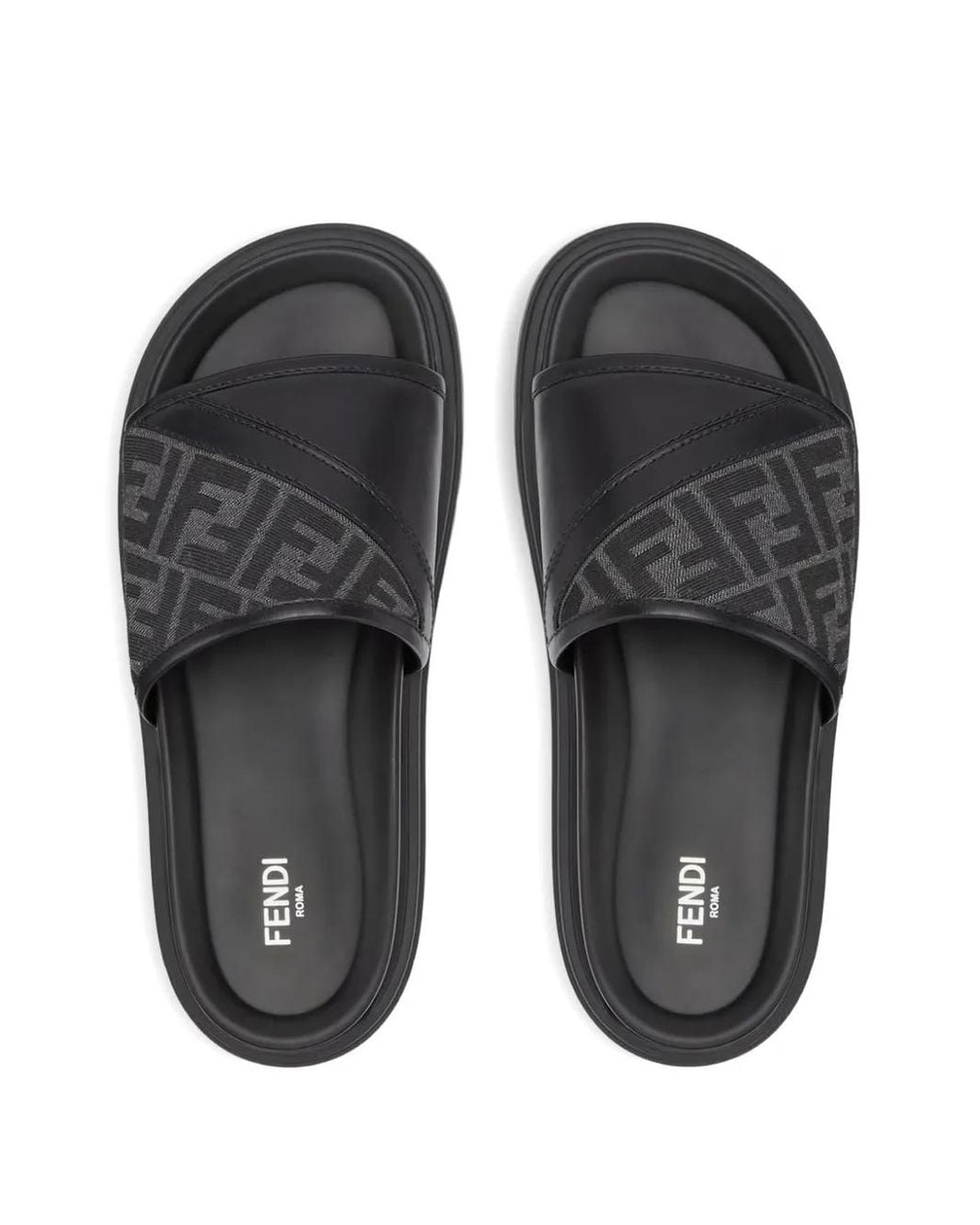 Fendi Gray Logo Sandals for men