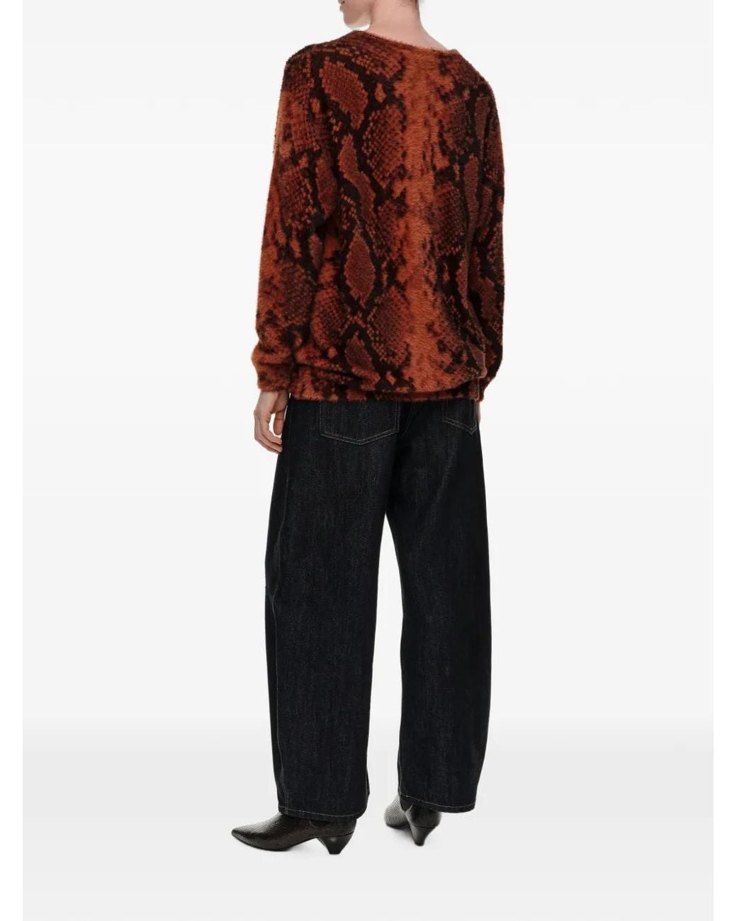 Bimba Y Lola Brown Long Caramel Snake Fur Sweater