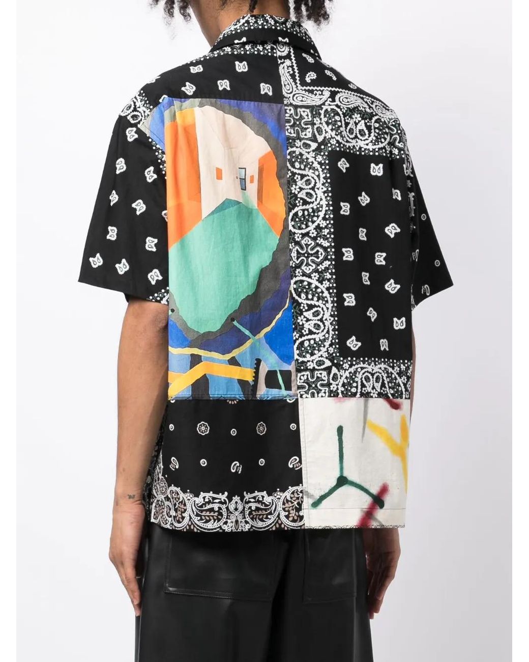 Children of the discordance Black Bandana-Print Cotton Shirt for men