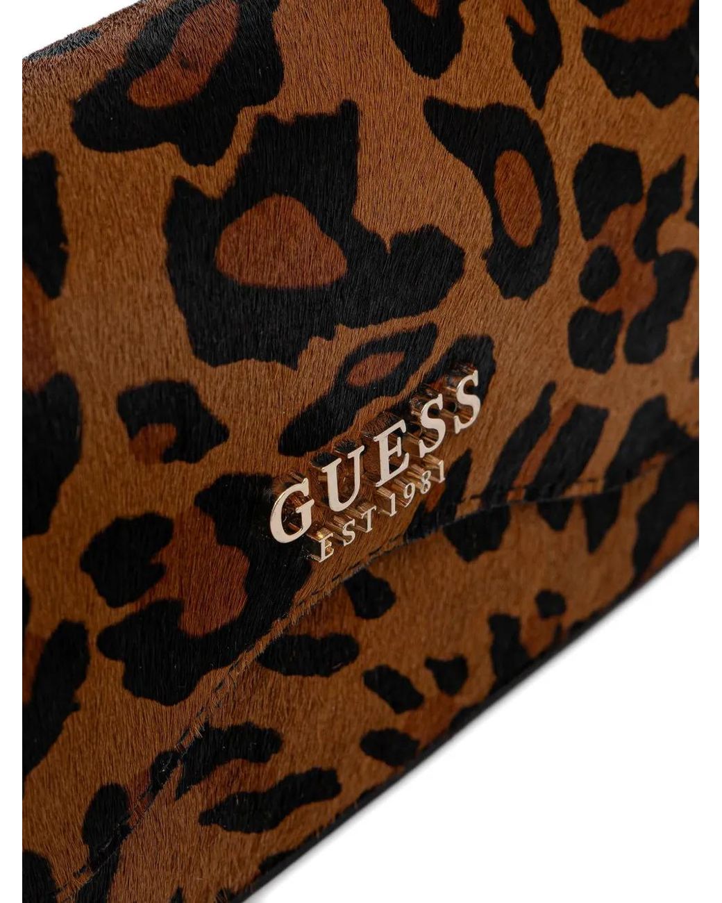 Guess Brown Domitilla Leopard-Print Shoulder Bag