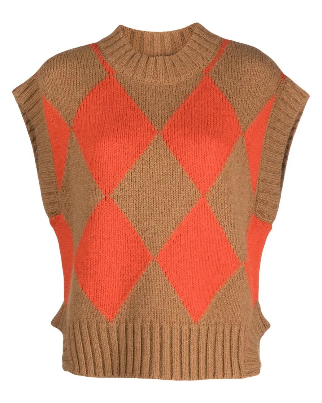 LaDoubleJ Hemd Met Argyle Print in het Orange