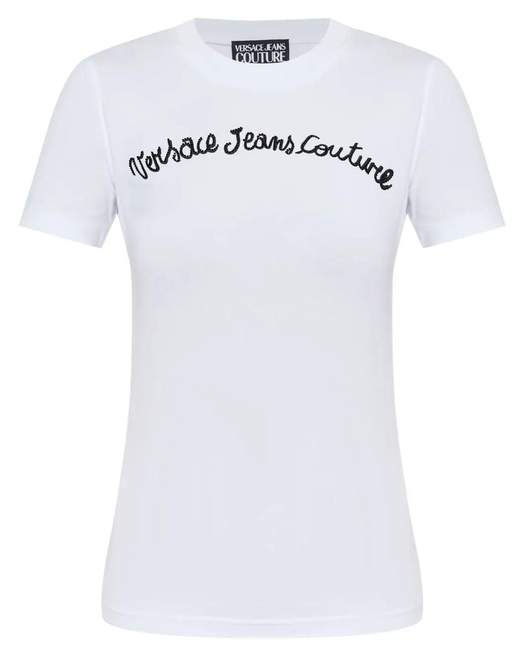 Versace Jeans Couture White Logo-Embellished T-Shirt