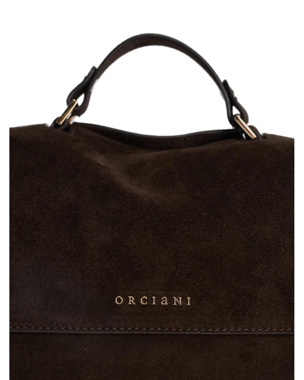 Orciani Black Logo-Plaque Suede Tote Bag