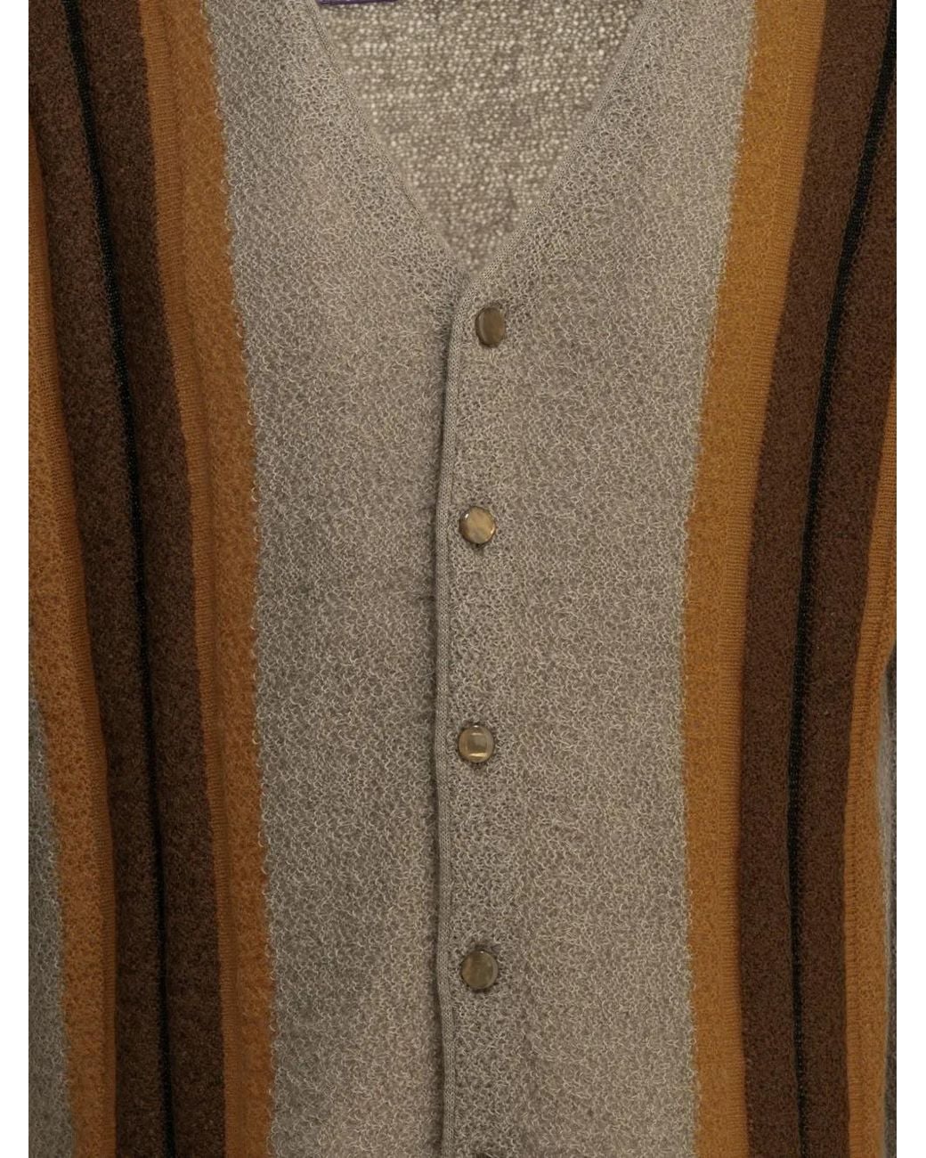 Needles Brown Pull À Rayures En Mohair Mélangé for men