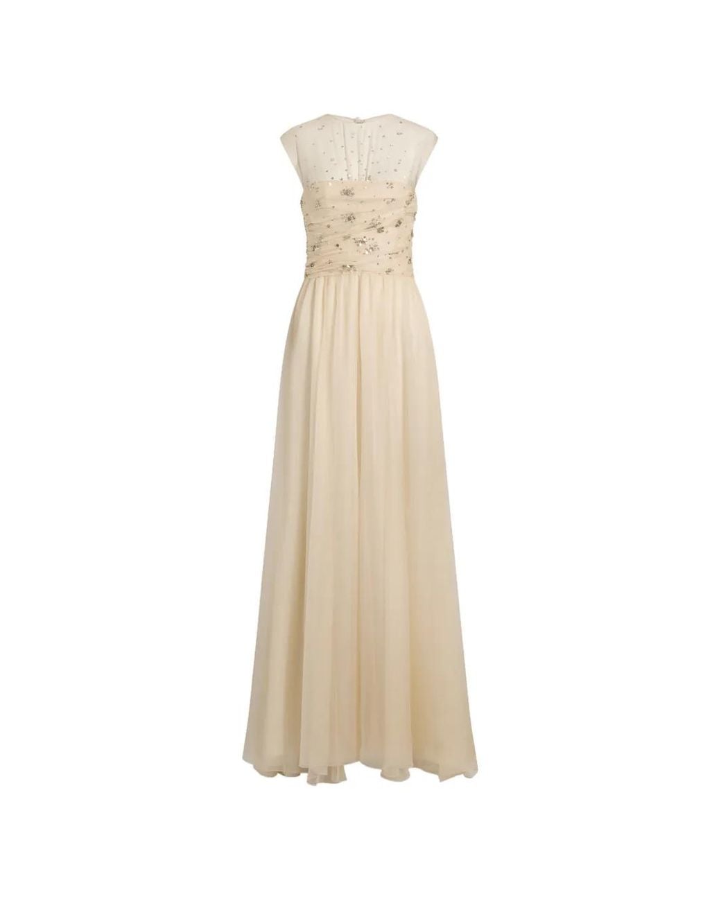 Alberta Ferretti White Embellished Gathered Dress