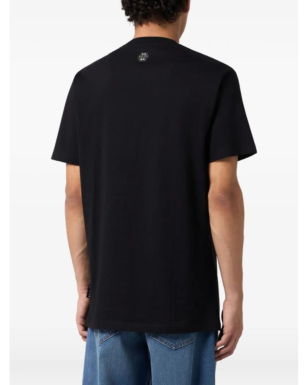 Philipp Plein Black Round Neck Skull T-Shirt for men