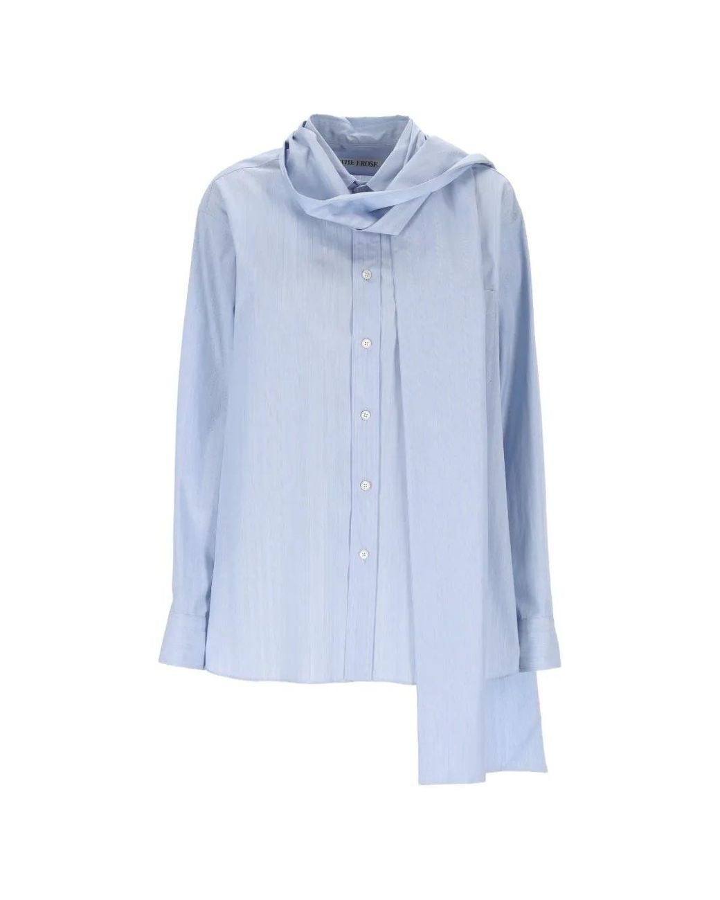 The Erose Blue Salvador Scarf-Detail Shirt