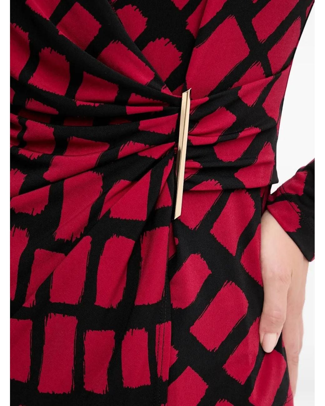 Joseph Ribkoff Red Geometric-Pattern Blouse