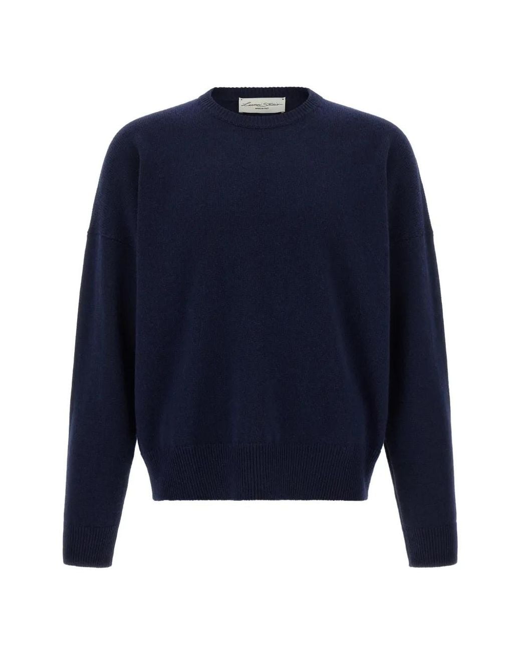 LARMERI STUDIO Blue Dropped-Shoulder Crew-Neck Sweater