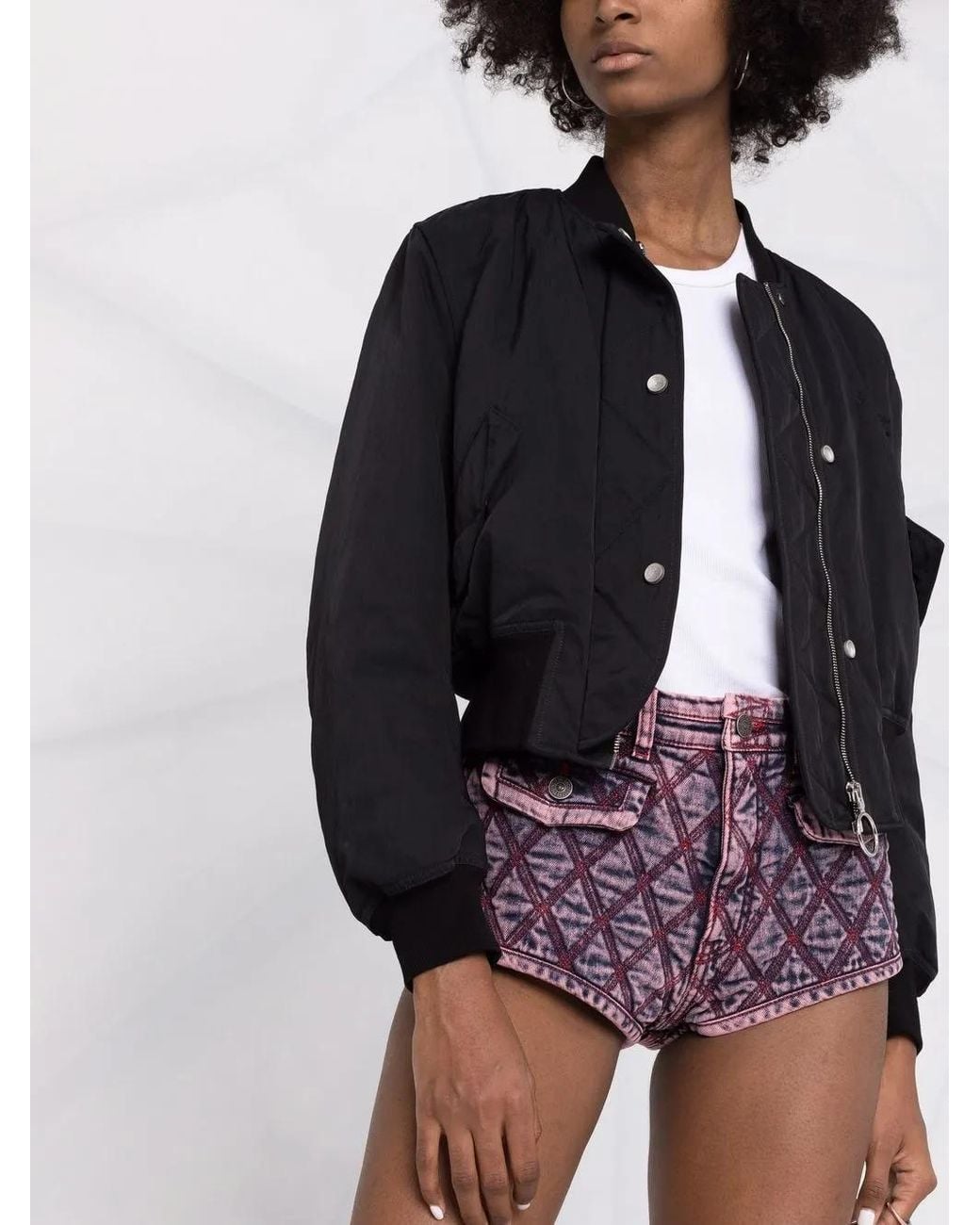 DIESEL Multicolor Contrast-Stitching Flap-Pockets Denim Shorts