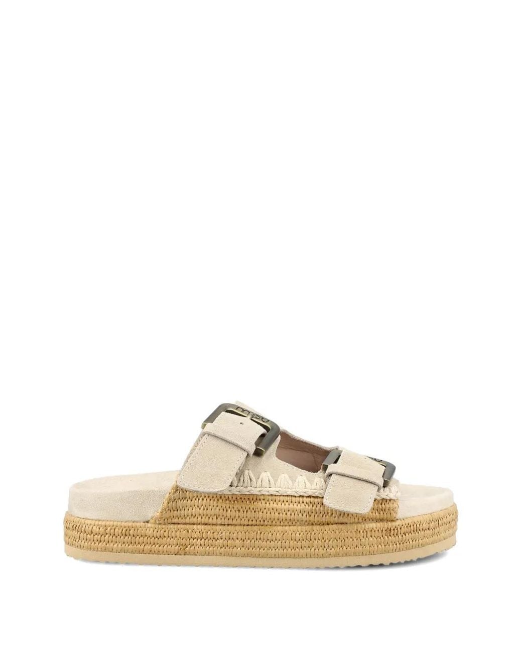 Mou Natural Buckle Platform Sandals