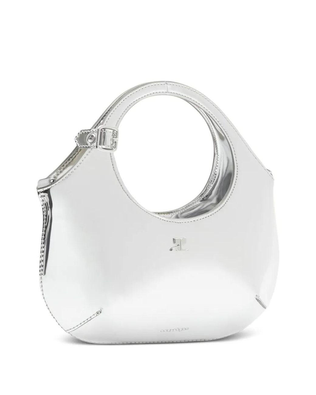 Courreges White Mini Holy Metallic-effect Tote Bag
