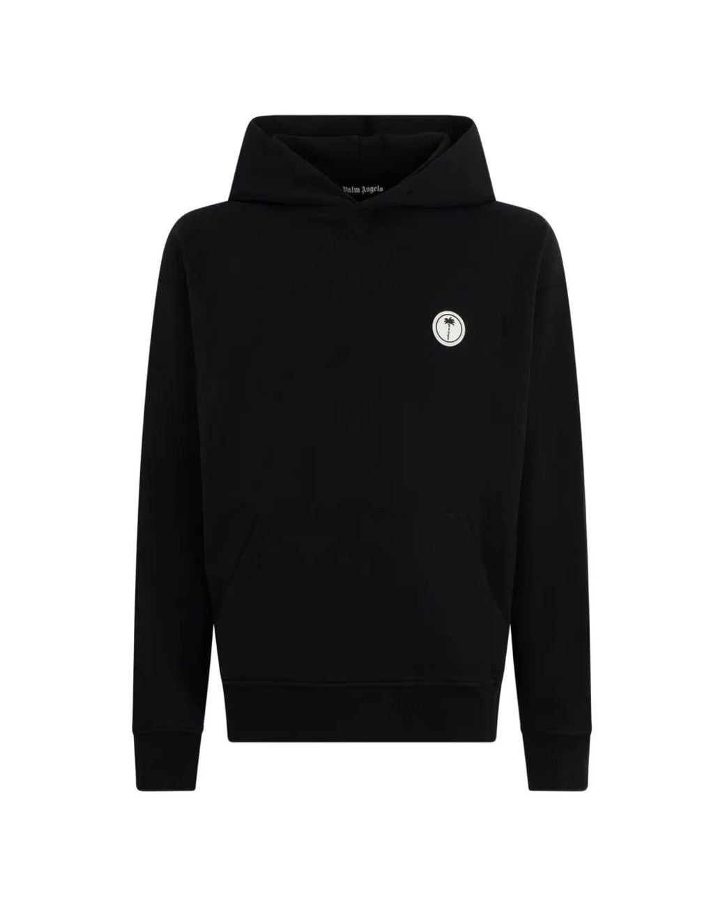 Palm Angels Black Logo-Patch Hoodie for men