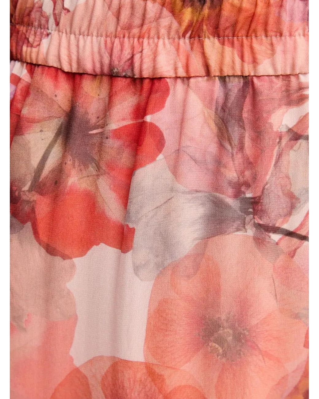 MARC AUREL Red Ruffled Floral-Pattern Mini Skirt