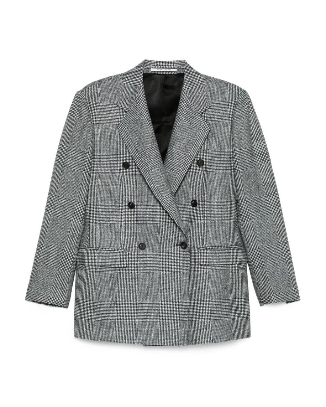 Tagliatore Gray Double-Breasted Checked Jacket