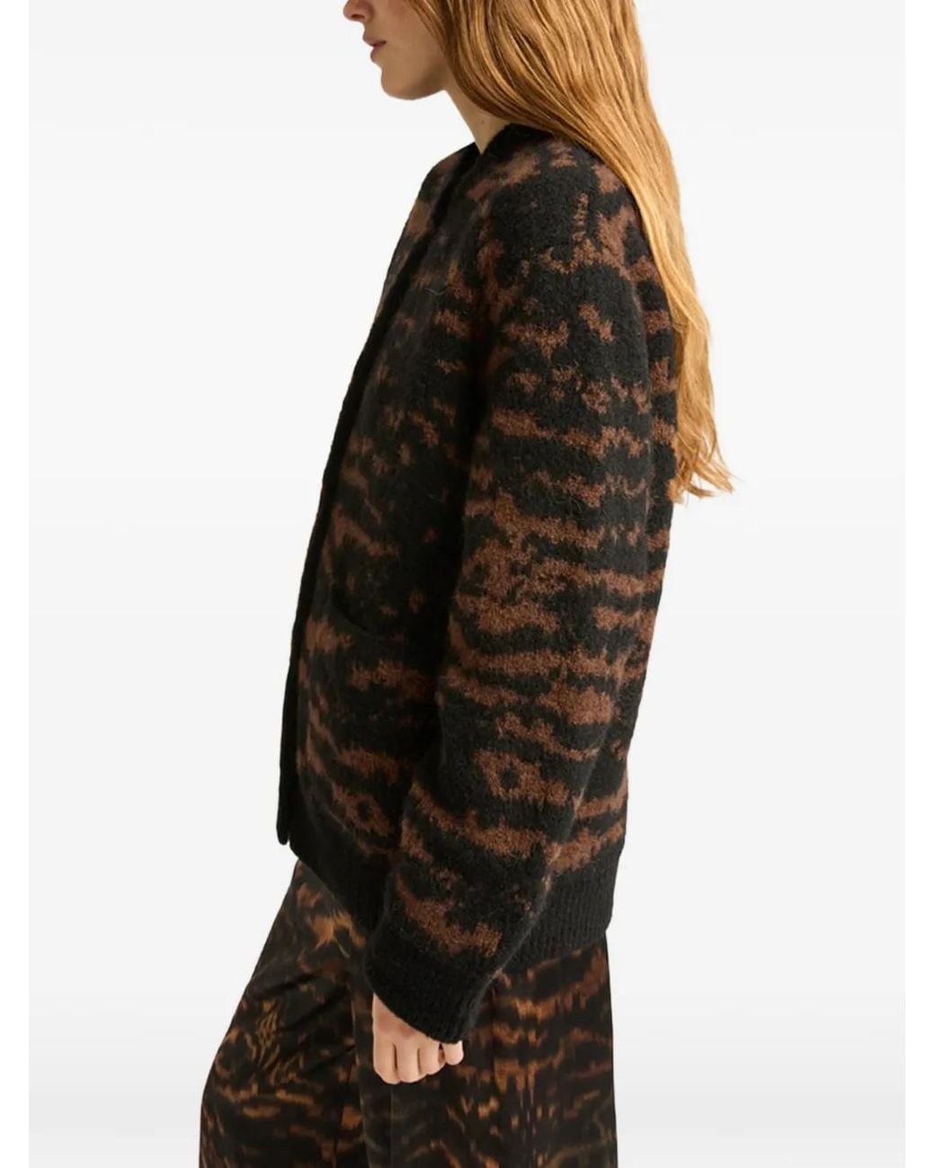 Momoní Black Tinna Jacquard-Knit Cardigan