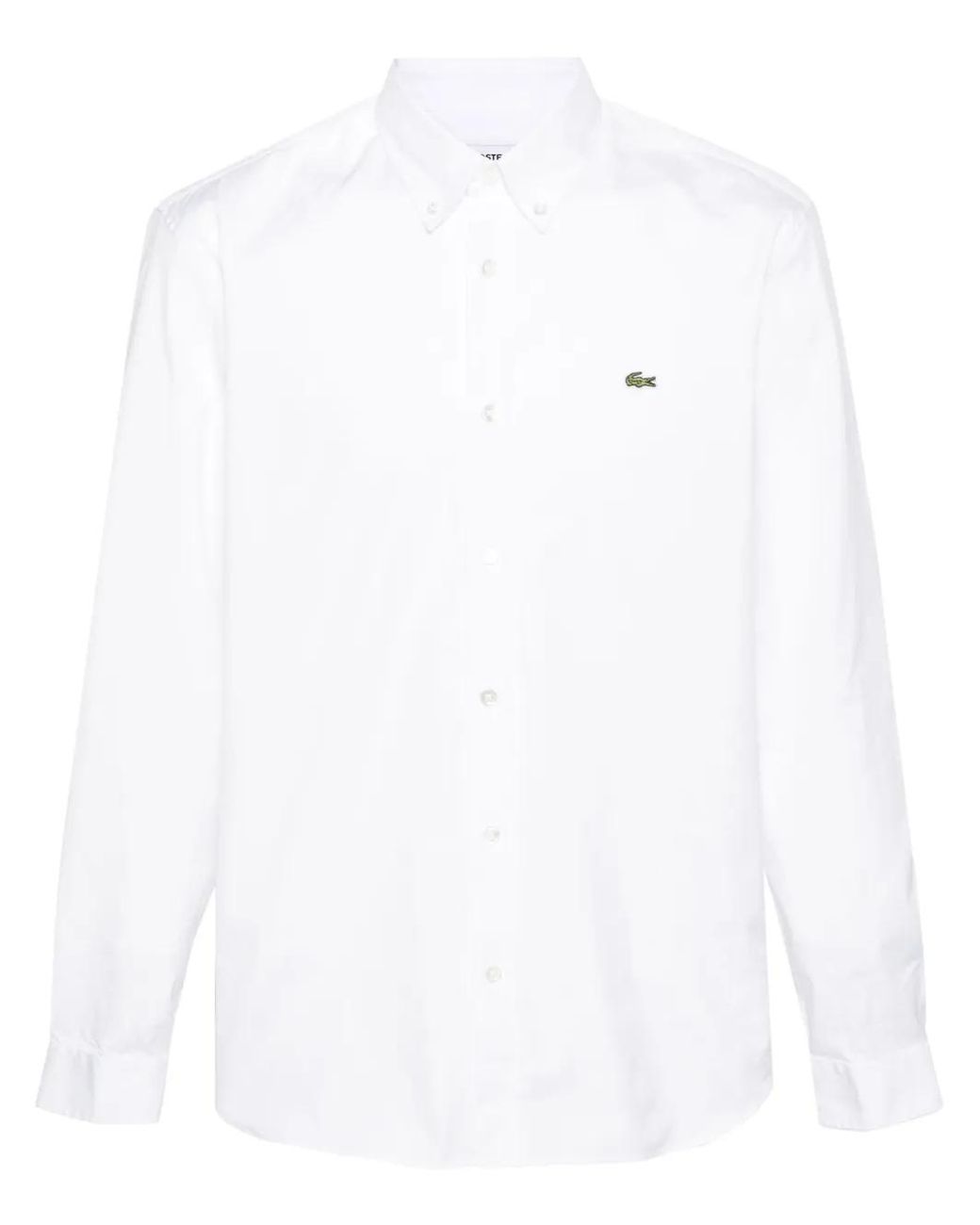 Lacoste White Logo-Patch Cotton Shirt for men