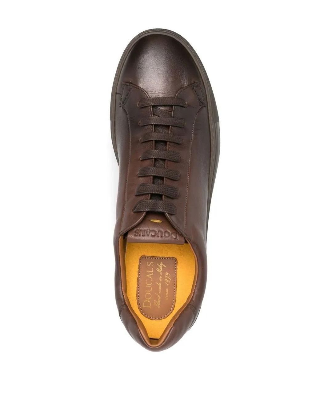 Doucal's Brown Lace-Up Leather Sneakers for men