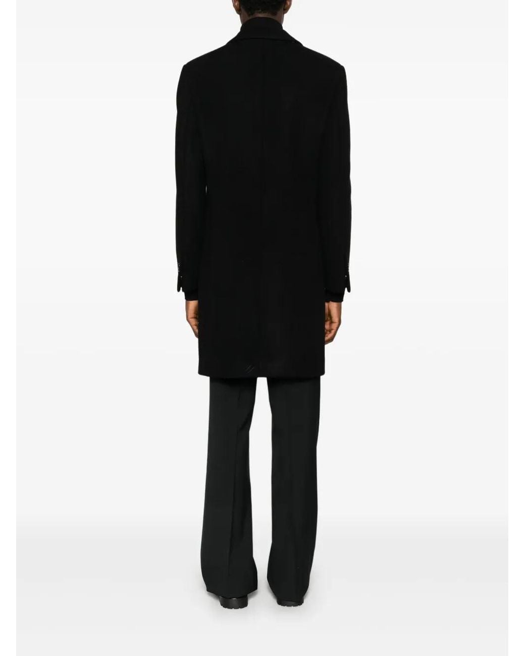 Burberry Black Wool Tailored Coat for men